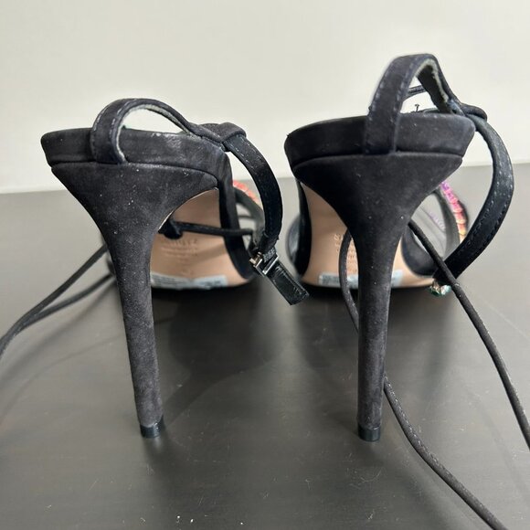 Schutz Vikki Crystal Sandal Nobuck Black with Rainbow Crystals Size 7.5 - Picture 11 of 15